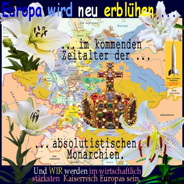 SilberRakete Europa erblueht neu Kommendes Zeitalter absolutistischer Monarchien HRR Krone Weisse Lilien