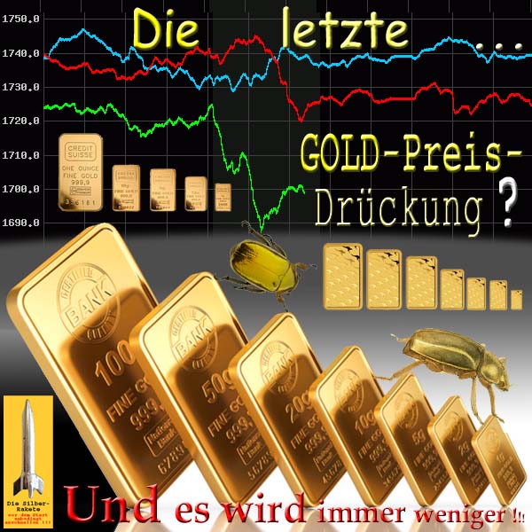 SilberRakete Die letzte GOLD Preis Drueckung Fallender Kurs Barren kleiner Immer weniger Kaefer