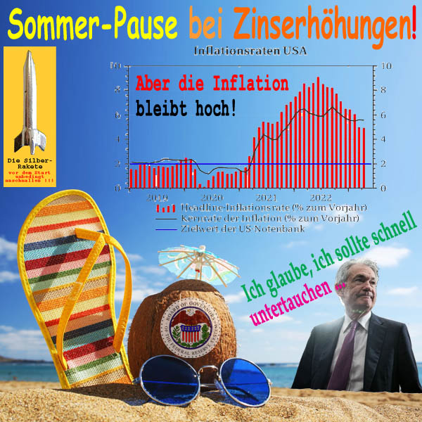 SilberRakete FED Sommerpause bei Zinsen Inflation hoch JPowell