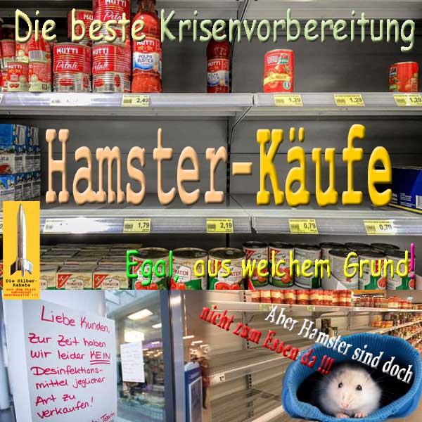 SilberRakete Hamsterkaeufe Beste Krisenvorsorge Egal aus welchem Grund Hamster nicht zum Essen da