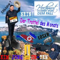 SilberRakete_Trottel-Monat-Diktator-Kim-Jong-Un-Ten-Hochmut-Fall-Plateau-Schuhe-Fuesse-gebrochen-Loser