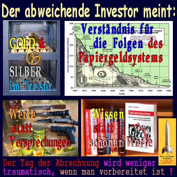 SilberRakete Abweichende-Investor-GOLD-SILBER-Tresor-Dollar-Werte-Wissen-Abrechnung-vorbereitet