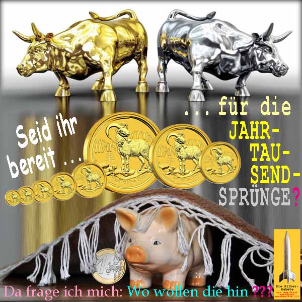 SilberRakete GOLD-SILBER-Bullen-Bereit-fuer-Jahrtausendsprung-Ziege-Schwein-4Euro-wohin2