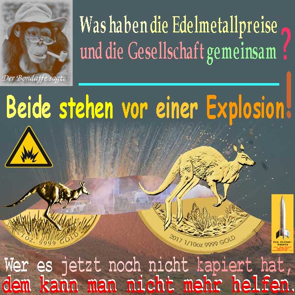 SilberRakete Bondaffe Unterschied Edelmetallpreise Gesellschaft Beide vor Explosion Vulkan GOLD Kaenguru