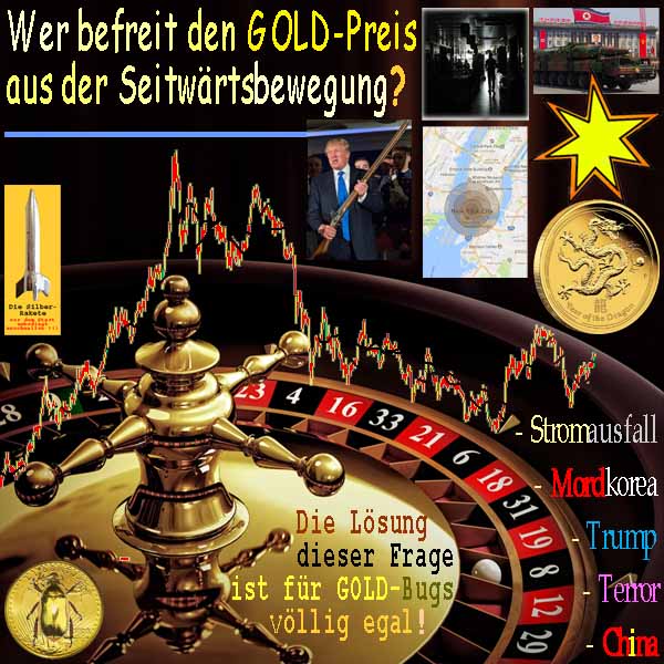 SilberRakete Roulette Wer befreit GOLD Seitwaerts Stromausfall Mordkorea Trump Terror China GOLDBugs Egal2