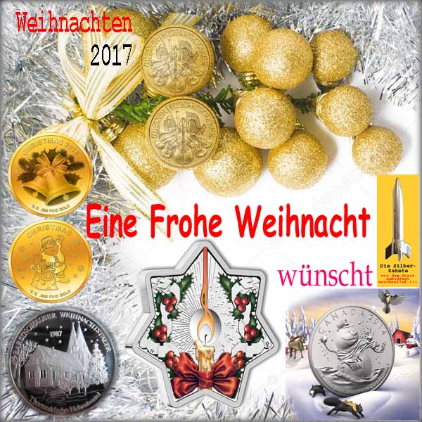 SilberRakete Weihnachten2017 Eine Frohe Weihnacht wuenscht Muenzen GOLD SILBER Stern mit Kerze