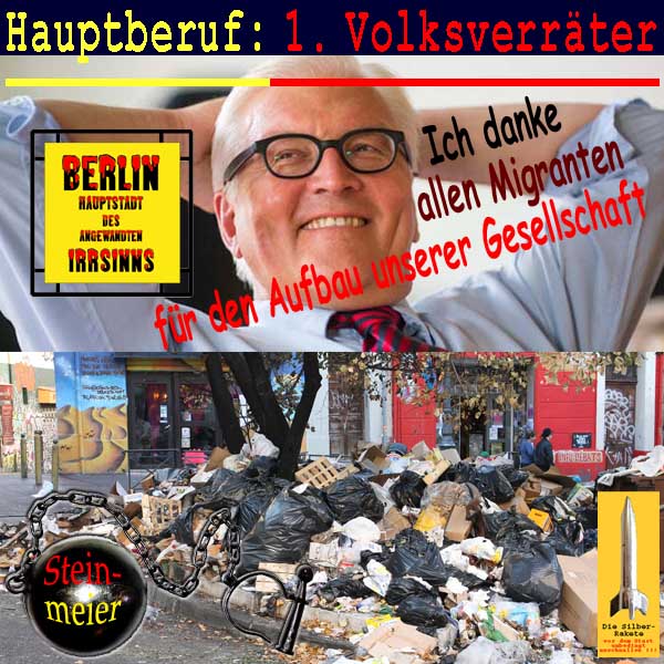 SilberRakete Hauptberuf 1Volksverraeter Steinmeier dankt Migranten fuer Gesellschaftsaufbau Fusskugel