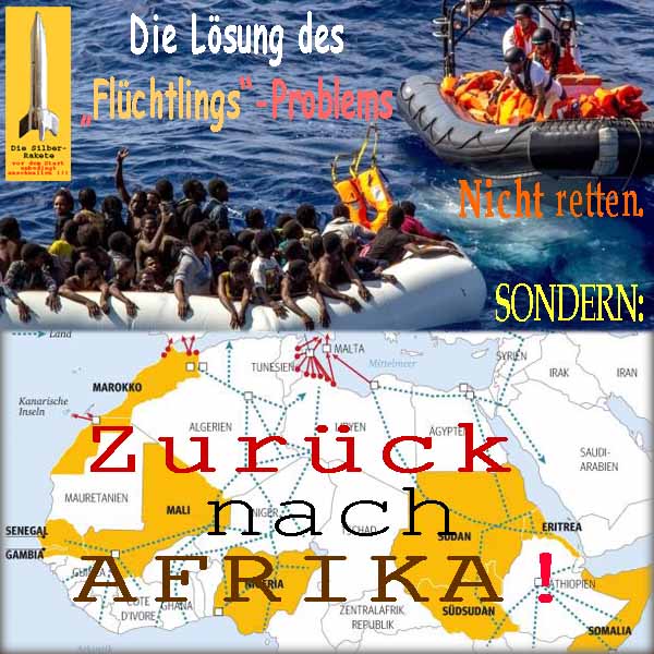 SilberRakete Loesung des Fluechtlingsproblems Nicht retten Sondern zurueck nach Afrika