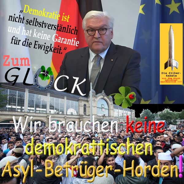 SilberRakete Steinmeier Demokrattie nicht selbstverstaendlich Keine Garantie fuer Ewigkeit Zum Glueck