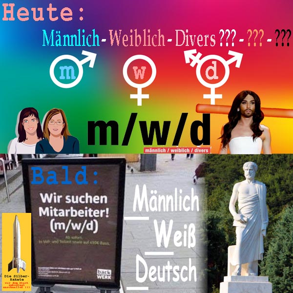 SilberRakete Bedeutungsaenderung mwd Heute Maennlich weiblich divers Bald Mannlich Weiss Deutsch