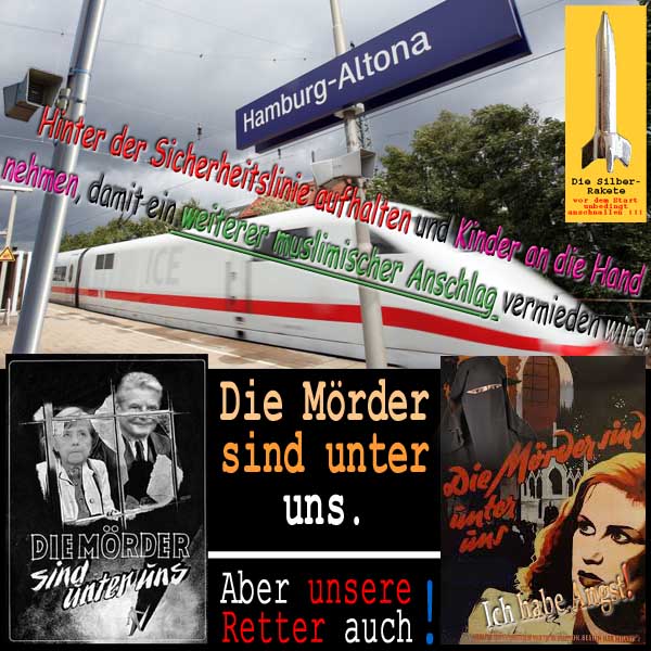 SilberRakete Durchsage HH Altona Sicherheitslinie Kinder an Hand Moerder unter uns Plakate